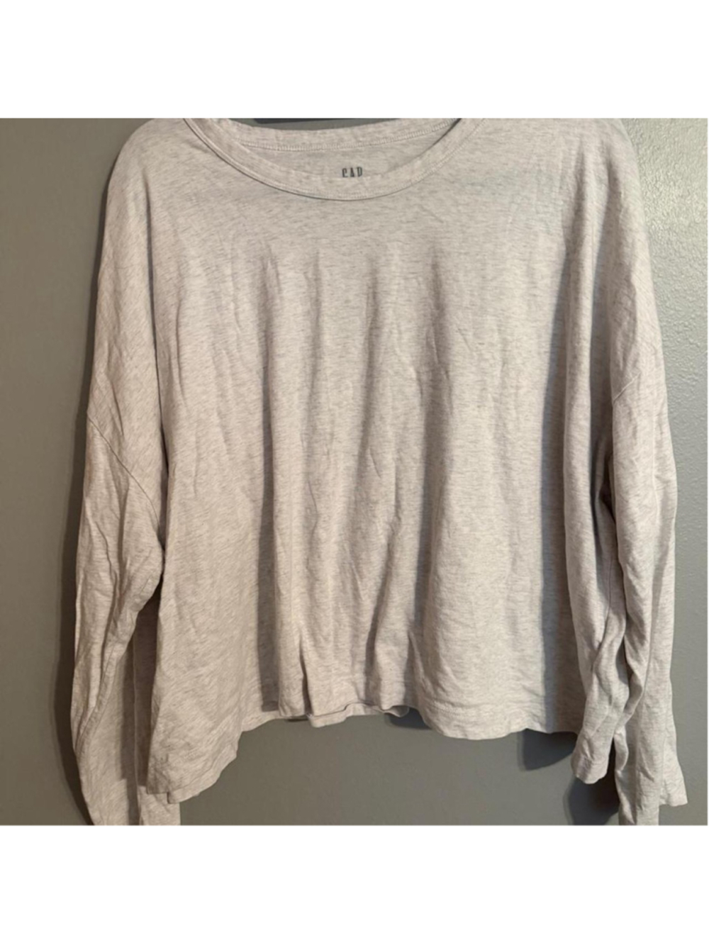 Gap XXL oversized long sleeve tee 100% cotton heather oatmeal beige